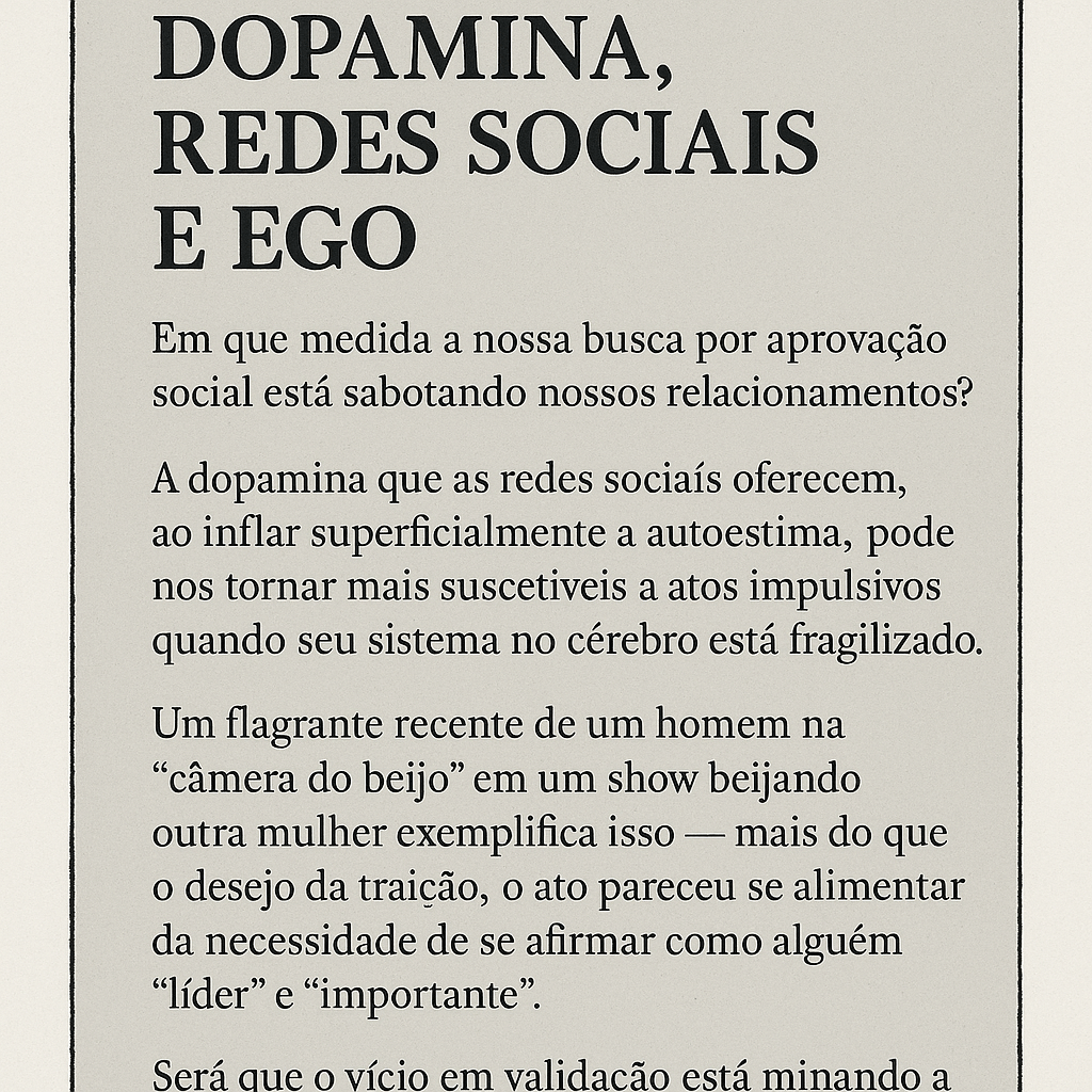 O Vazio Invisível: Como a Busca por Dopamina Está Arruinando Relacionamentos na Era das Redes&nbsp;Sociais
